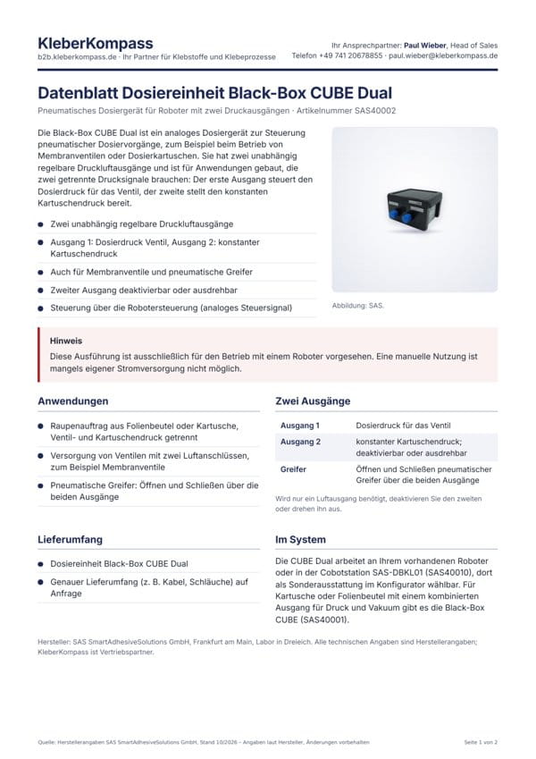 Datenblatt Dosiereinheit Black-Box CUBE Dual