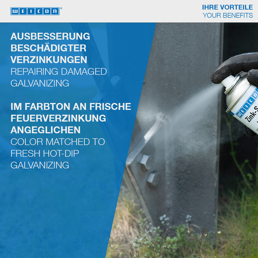 WEICON Zink-Spray spezial hell – Anwendung WEICON Zink-Spray spezial hell – Anwendung