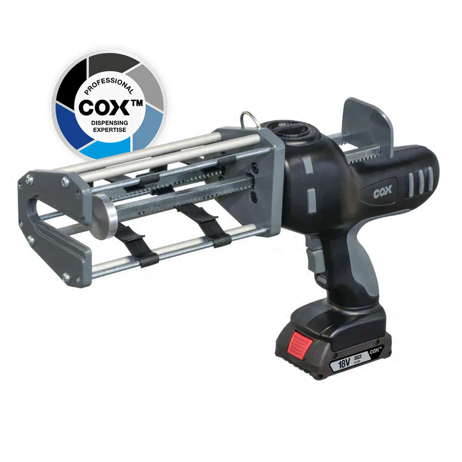 COX ElectraFlow Dual Ultra VBE 400 (400 ml; 405 ml; 410 ml; 415 ml; 425 ml; 450 ml; 470 ml; 490 ml) (MV 1:1; 2:1; 4:1; 10:1) 2K Akku Kartuschenpresse - Raupenauftrag
