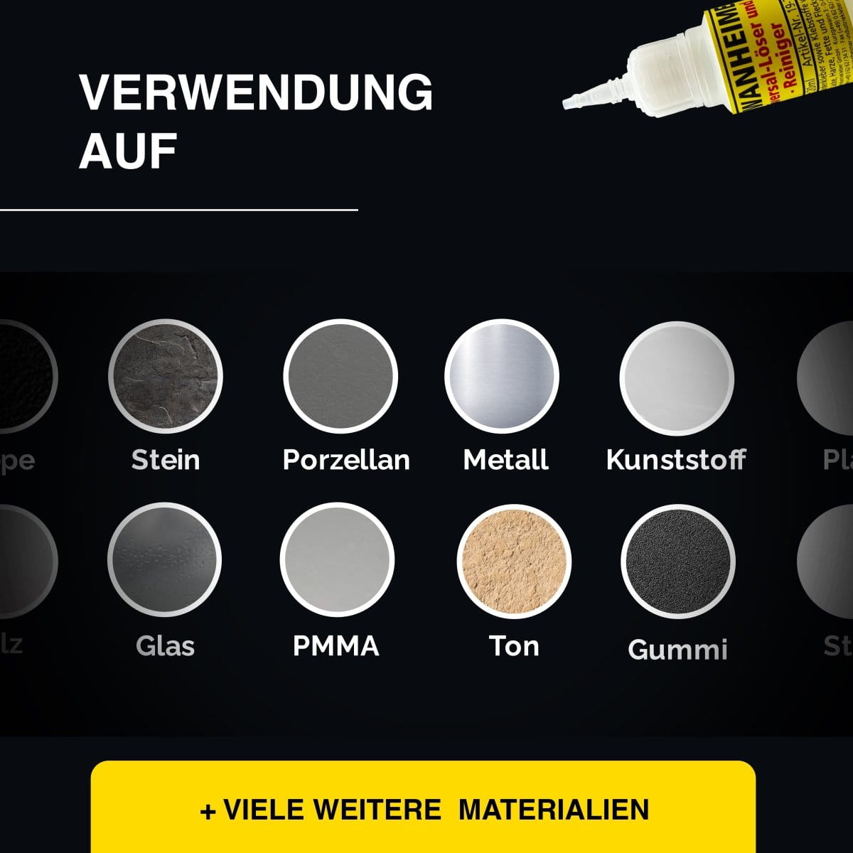 Schwanheimer Universal-Löser und Reiniger 10ml - extra starker Klebstoffentferner & Fleckenentferner - für die schnelle & schonende Entfernung von getrocknetem Klebstoff bzw. hartnäckigen Flecken