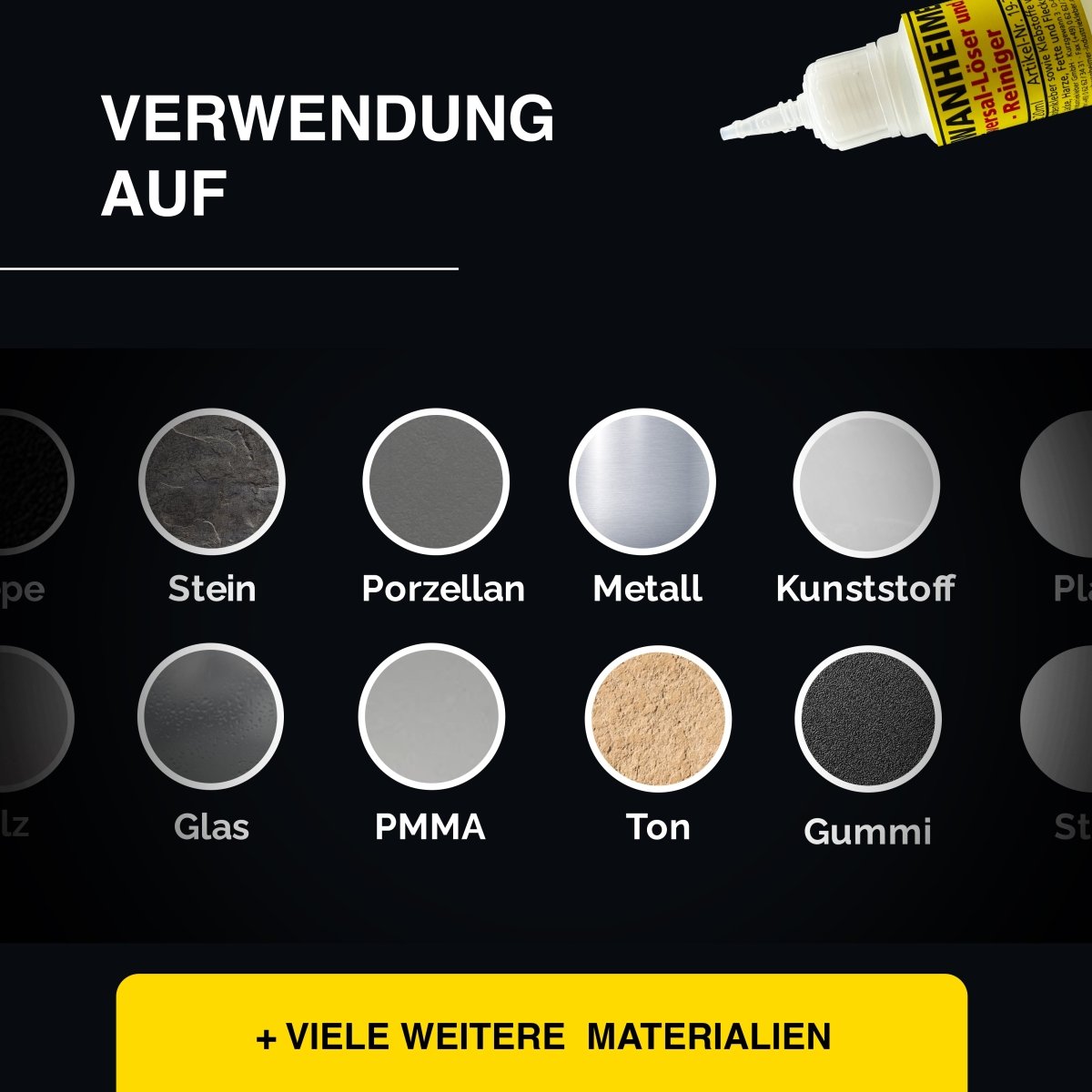 Schwanheimer Universal-Löser und Reiniger 10ml - extra starker Klebstoffentferner & Fleckenentferner - für die schnelle & schonende Entfernung von getrocknetem Klebstoff bzw. hartnäckigen Flecken Schwanheimer Universal-Löser und Reiniger 10ml - extra starker Klebstoffentferner & Fleckenentferner - für die schnelle & schonende Entfernung von getrocknetem Klebstoff bzw. hartnäckigen Flecken