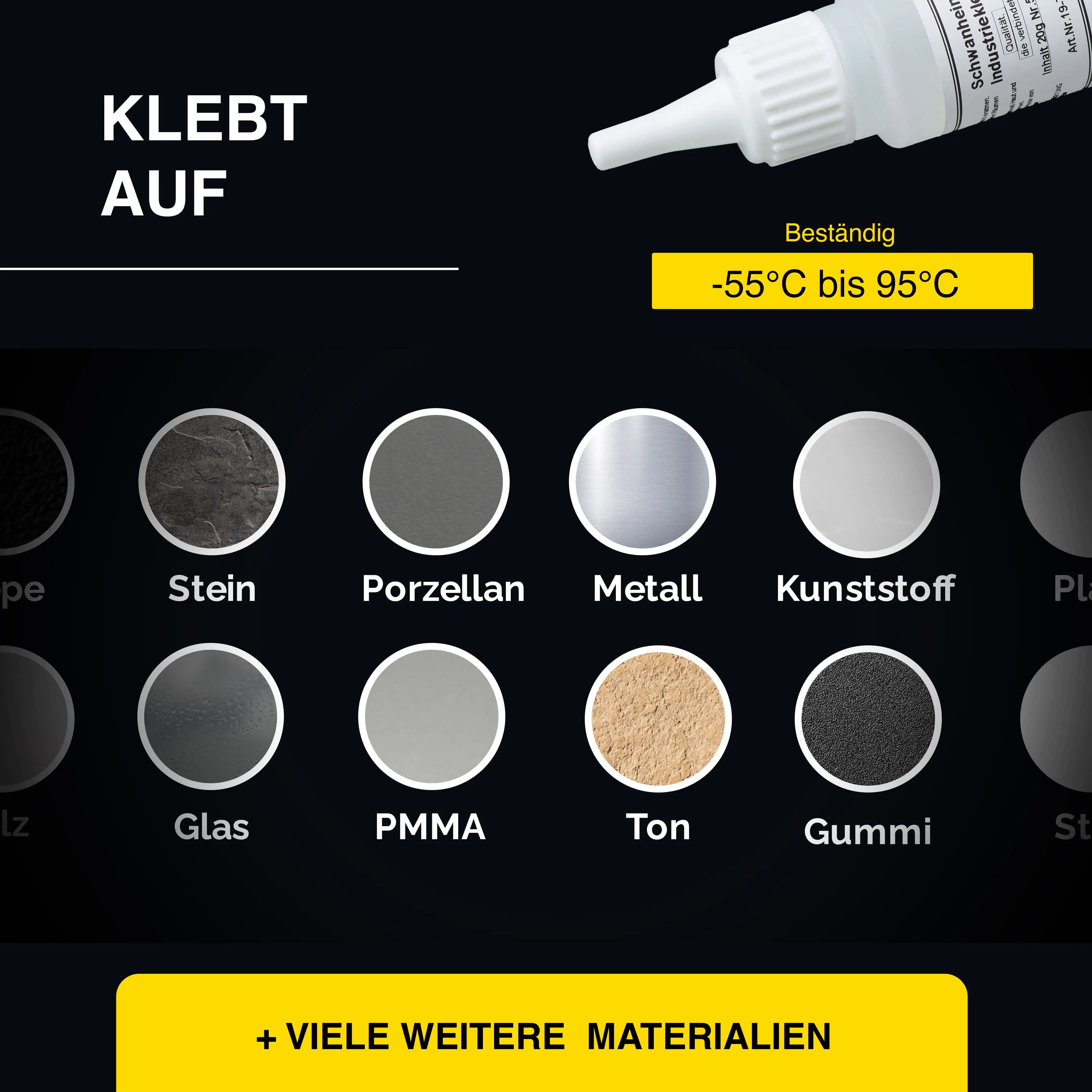 Schwanheimer Industriekleber Gel Nr.500 20g (Hochviskos & Glasklar) - hitzebeständig, wasserfest & spaltenüberbrückend - extra starker lösungsmittelfreier Cyanacrylat Sekundenkleber für Keramik, Porzellan, Metall, Glas uvm.