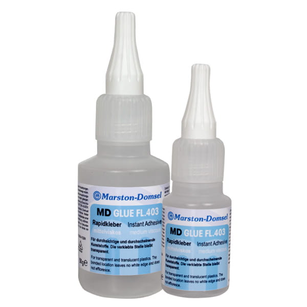 MD-GLUE FL.403 - Cyanacrylat-Sekundenkleber - transparent, für unsichtbare Verklebungen