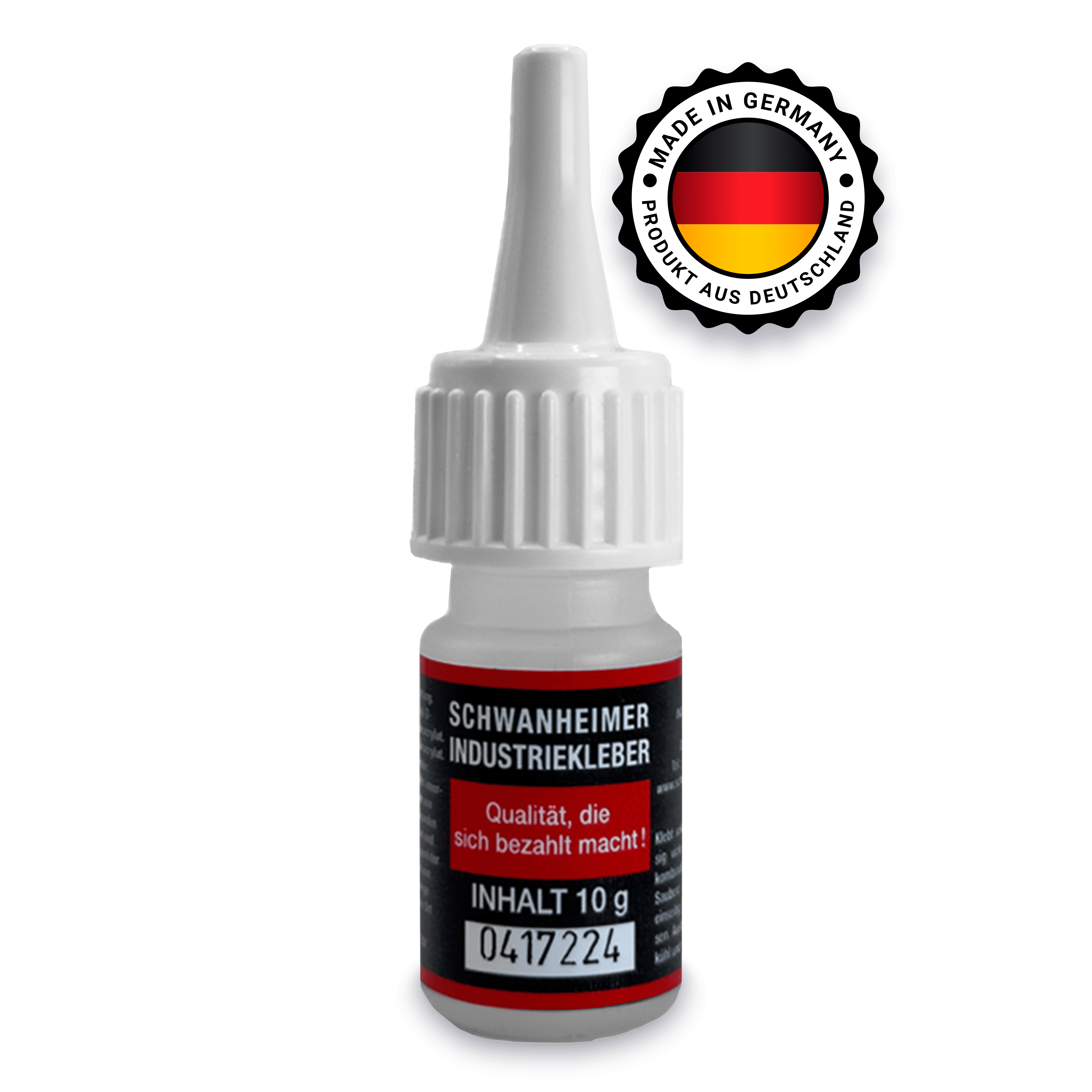 Schwanheimer Industriekleber Nr.100 (Niedrigviskos & Glasklar) - hitzebeständig & wasserfest - extra starker lösungsmittelfreier Cyanacrylat Sekundenkleber für Kunststoff, Holz, Metall, Keramik uvm. Schwanheimer Industriekleber Nr.100 (niedrigviskos) - Lösungsmittelfreier Industrieklebstoff - KleberKompass