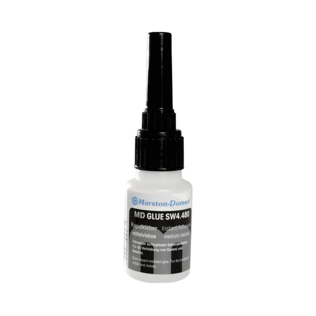 MD-GLUE SW4.480 - Cyanacrylat-Sekundenkleber - schwarz, schlagfest, für Gummi & Metall - 20g Flasche