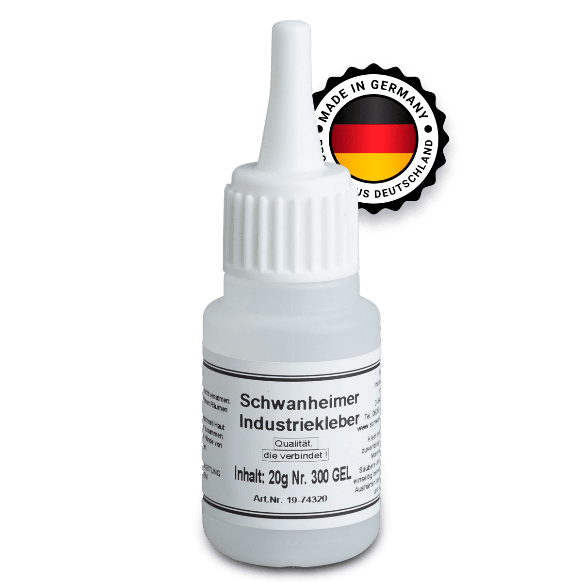 Schwanheimer Industriekleber Gel Nr.300 - mittelviskoser & glasklarer Cyanacrylat-Sekundenkleber - hitzebeständig, wasserfest & spaltüberbrückend - für Keramik, Porzellan, Metall, Glas uvm. Schwanheimer Industriekleber Gel Nr.300 - hitzebständig, wasserfest & spaltenüberbrückend - extra starker Cyanacrylat Sekundenkleber für Keramik, Porzellan, Metall, Glas uvm. (Mittelviskos & Glasklar) - KleberKompass