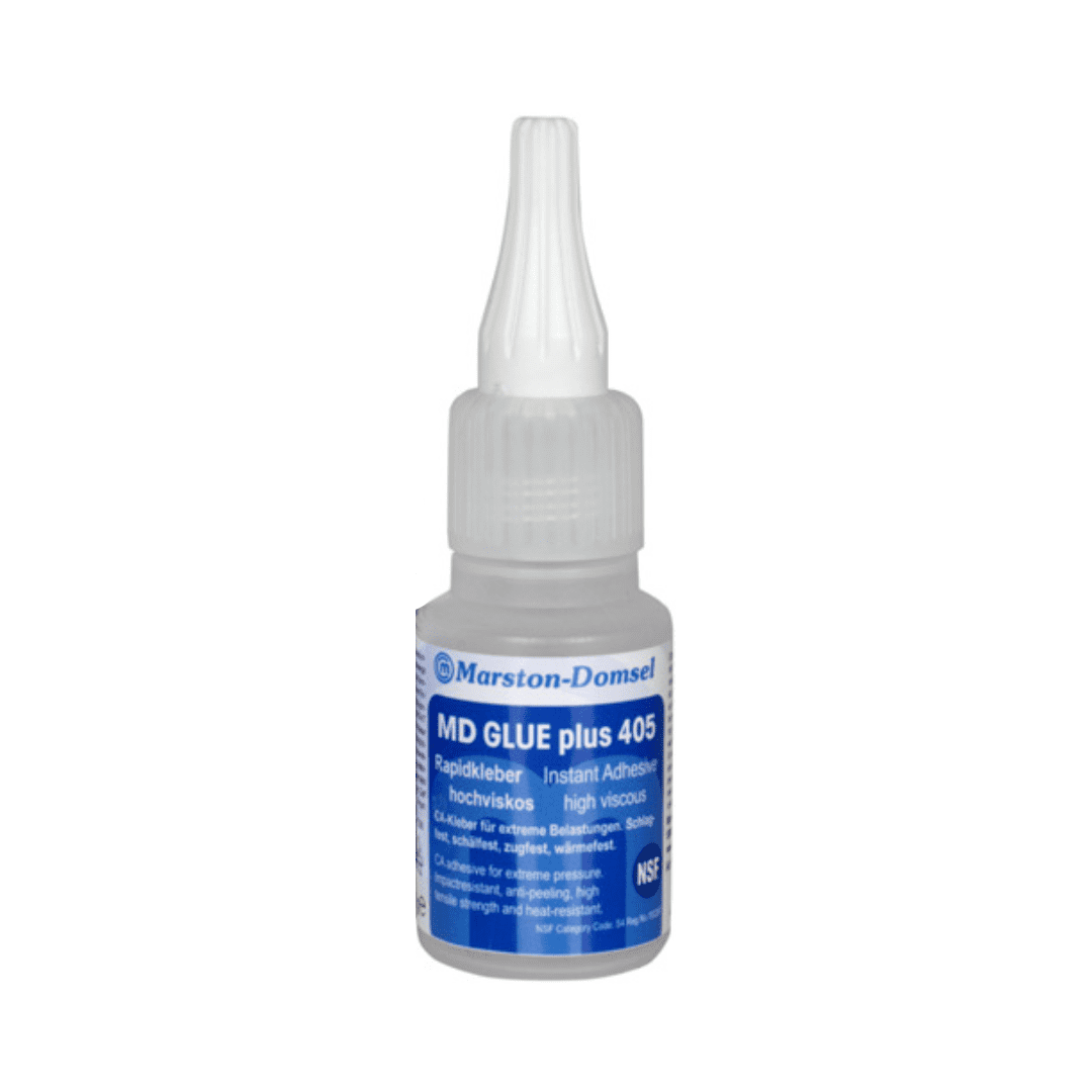 MD-GLUE 405 Spezial - Cyanacrylat-Sekundenkleber - hochfest, schlag-, schäl- & zugfest, bis +135 °C - 20g Flasche MD-GLUE 405 Spezial - Cyanacrylat-Sekundenkleber - hochfest, schlag-, schäl- & zugfest, bis +135 °C - 20g Flasche
