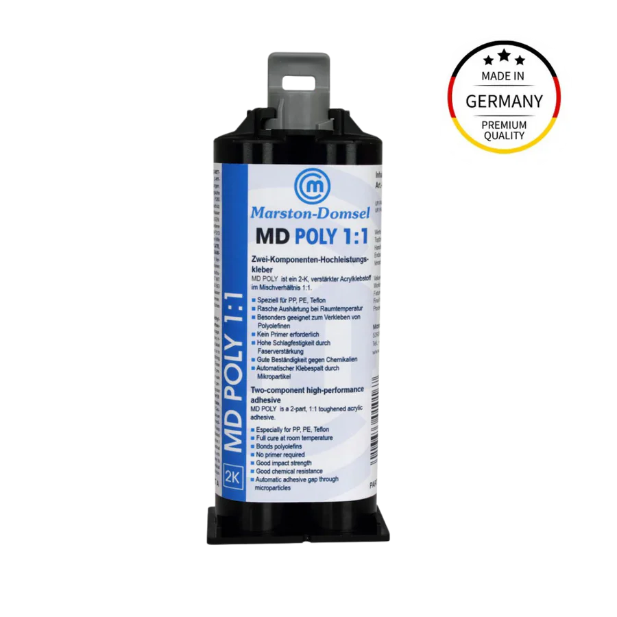MD Poly 2K Acryl 1:1 - 2K-Acrylat-Industriekleber - verklebt PE & PP ohne Primer - 50 g Doppelspritze