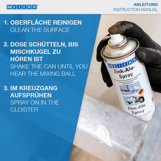 WEICON Zink-Alu-Spray – Anwendung