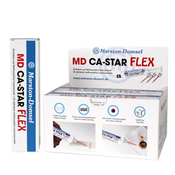 2K-Cyanacrylatkleber MD CA-Star FLEX, transparent, für Kunststoffe, Holz, Metall 10g Doppelspritze 2K-Cyanacrylatkleber MD CA-Star FLEX, transparent, für Kunststoffe, Holz, Metall 10g Doppelspritze