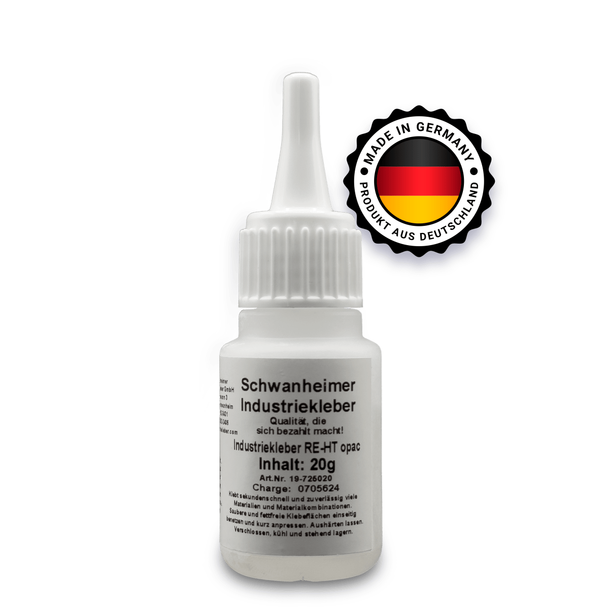 Schwanheimer Industriekleber RE-HT 20g (Hochviskos/ Restelastisch/ in Schwarz & Transparent) - hitzebeständig bis 140°C, flexibel & wasserfest - extra starker lösungsmittelfreier Cyanacrylat Sekundenkleber für Kunststoff, Glas, Metall, Leder, Schuhe uvm. Schwanheimer Industriekleber RE - HT - hitzebeständig bis 140°C, flexibel & wasserfest - extra starker Cyanacrylat Sekundenkleber für Kunststoff, Glas, Metall, Leder, Schuhe uvm. (Hochviskos/ Transparent) - KleberKompass