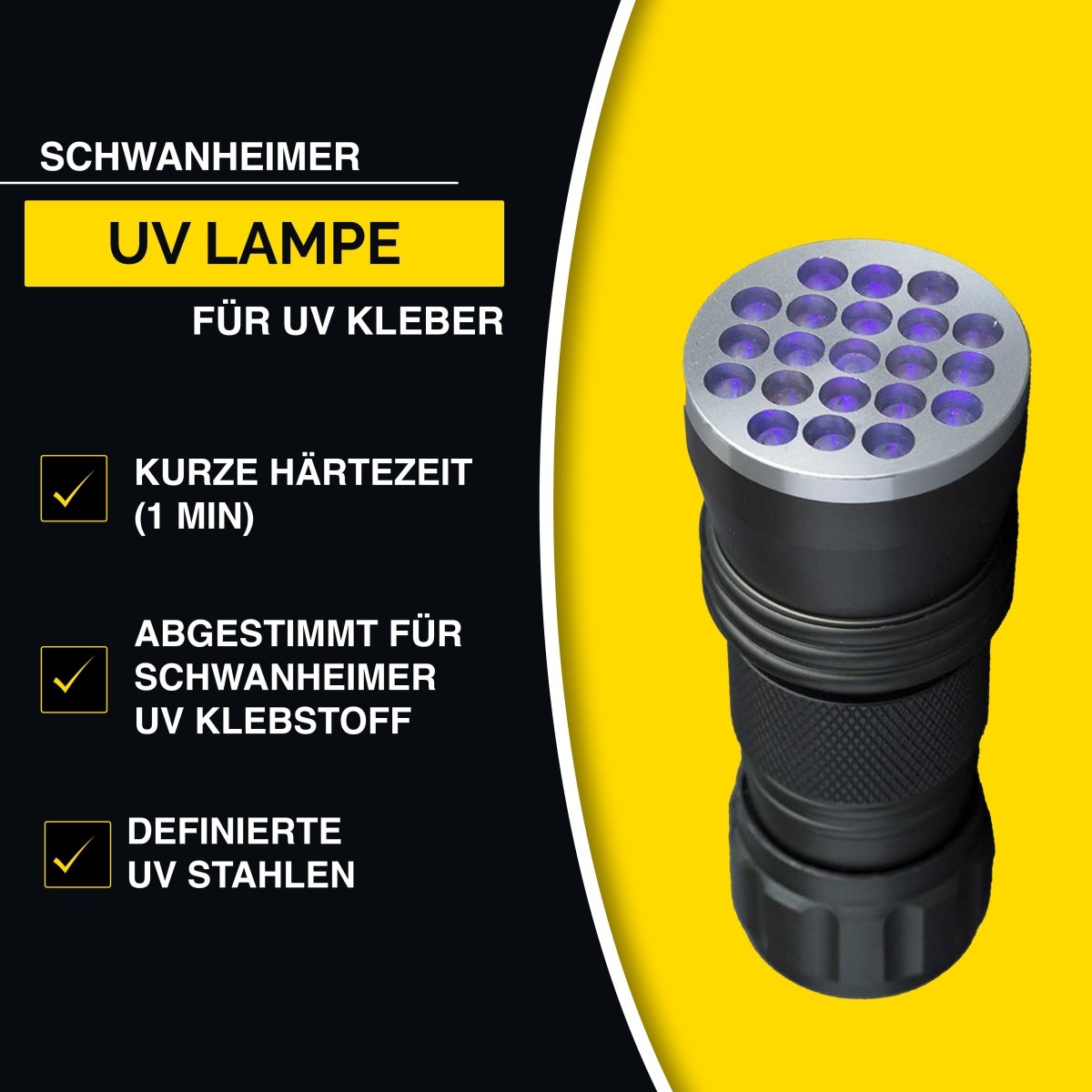 Schwanheimer LED UV Lampe (abgestimmt auf Schwanheimer UV-Klebstoff) - Leistungsstarker UV-Klebstoff trockner für schnelle Aushärtung - UV Lampe für Kleber 325nm