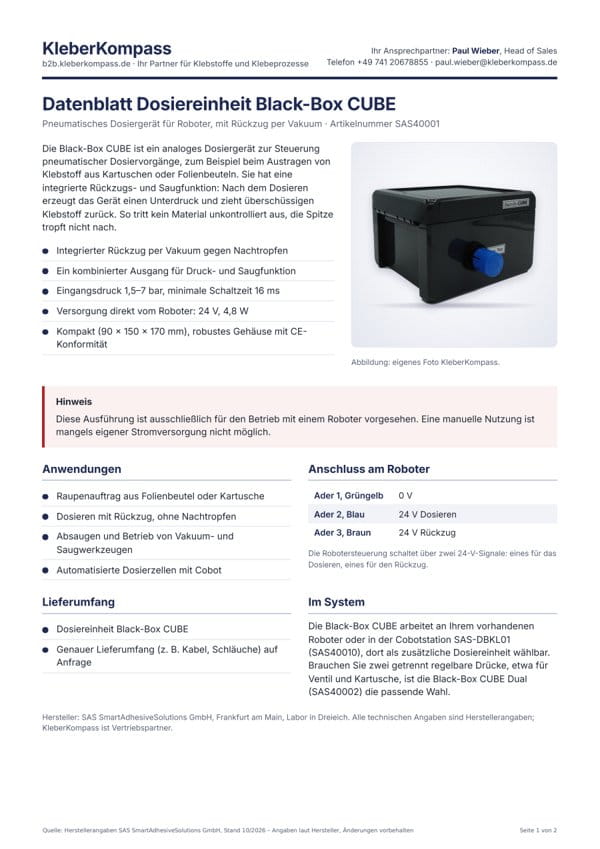 Datenblatt Dosiereinheit Black-Box CUBE