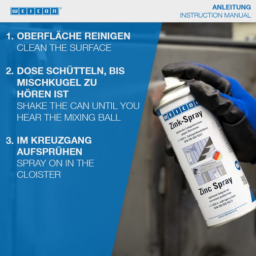 WEICON Zink-Spray – Anwendung WEICON Zink-Spray – Anwendung