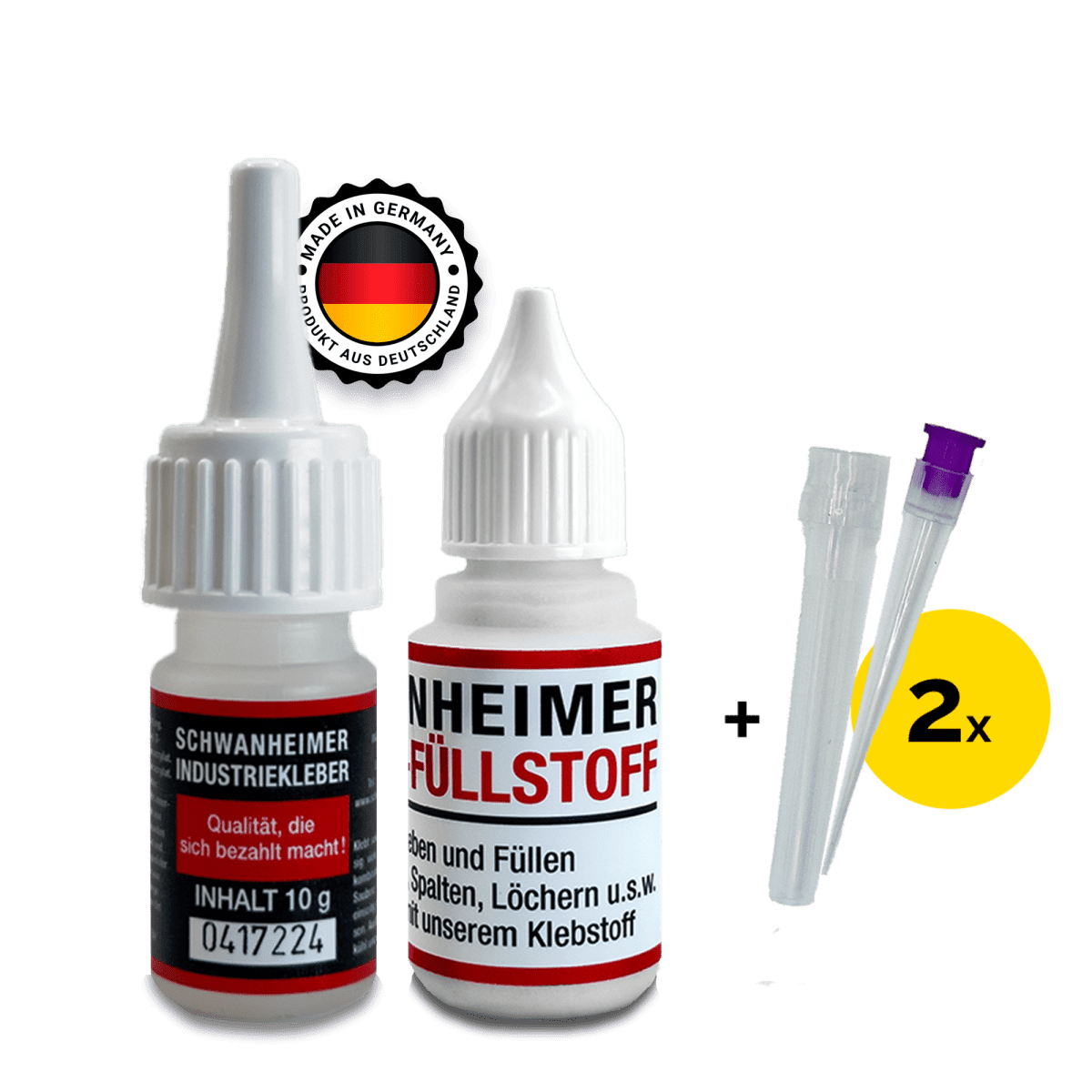 Schwanheimer Schweißnaht Kleber Set (zum reparieren, verstärken & modellieren) - extra starker lösungsmittelfreier Cyanacrylat Sekundenkleber + Spezial Füllstoff - ohne Anrühren & Aushärtezeiten für Kunststoff, Metall, Stein, Holz uvm. Schwanheimer Schweißnaht Kleber Set - zum reparieren, verstärken & modellieren - extra starkes Schweißnaht aus der Flasche Set - Ohne Anrühren & Aushärtezeiten für Kunststoff, Metall, Stein, Holz uvm. - KleberKompass