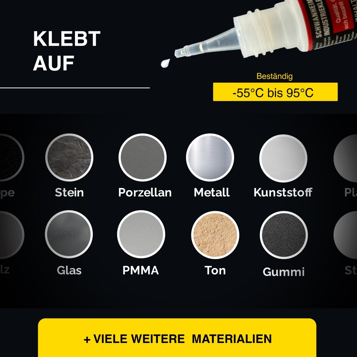 Schwanheimer XXL Klebstoff Koffer 8-Teilig (für professionelle Reparaturen & Montagen jeder Art) - hitzebeständig & wasserfest - extra starkes lösungsmittelfreies Industriekleber Reparatur Set im Koffer für Glas, Metall, Holz, Teflon, Silikon, PE, PP uvm. Schwanheimer XXL Klebstoff Koffer 8-Teilig (für professionelle Reparaturen & Montagen jeder Art) - hitzebeständig & wasserfest - extra starkes lösungsmittelfreies Industriekleber Reparatur Set im Koffer für Glas, Metall, Holz, Teflon, Silikon, PE, PP uvm.