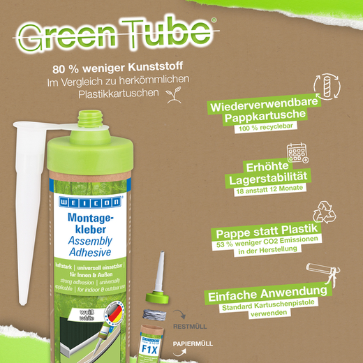 WEICON Green Tube Montagekleber – Anwendung