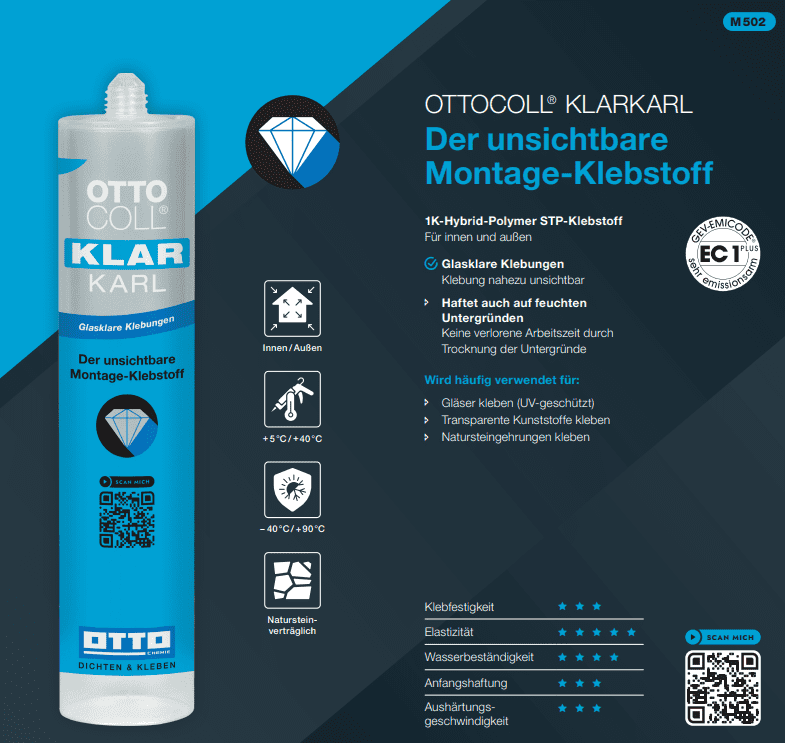 OTTOCOLL® KLARKARL 290 ml - Der unsichtbare Montage-Klebstoff OTTOCOLL® KLARKARL 290 ml - Der unsichtbare Montage-Klebstoff