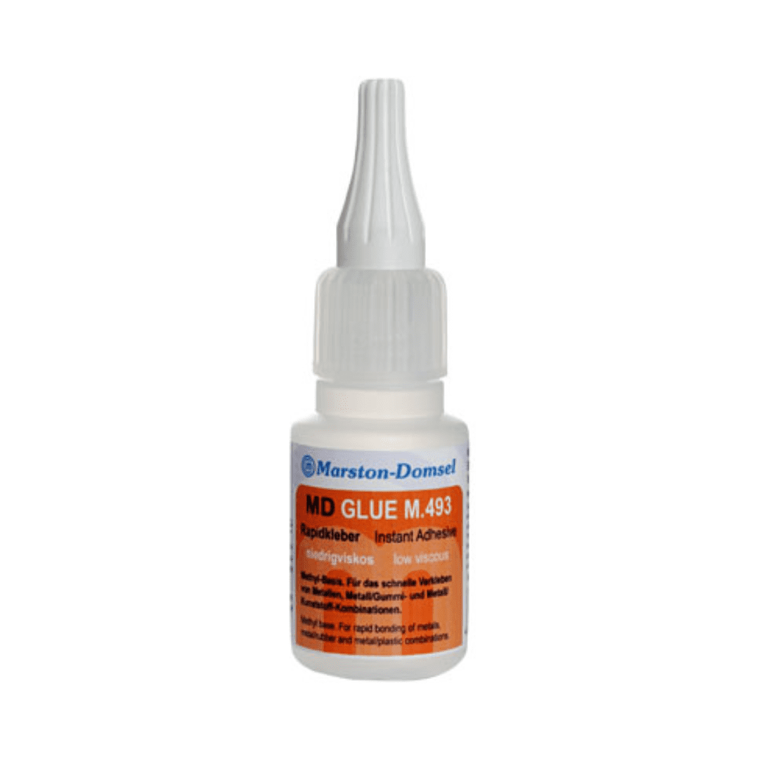 MD-GLUE M.493 - Cyanacrylat-Sekundenkleber - Methyl-Basis, für glatte Metalle & Gummi - 20g Flasche