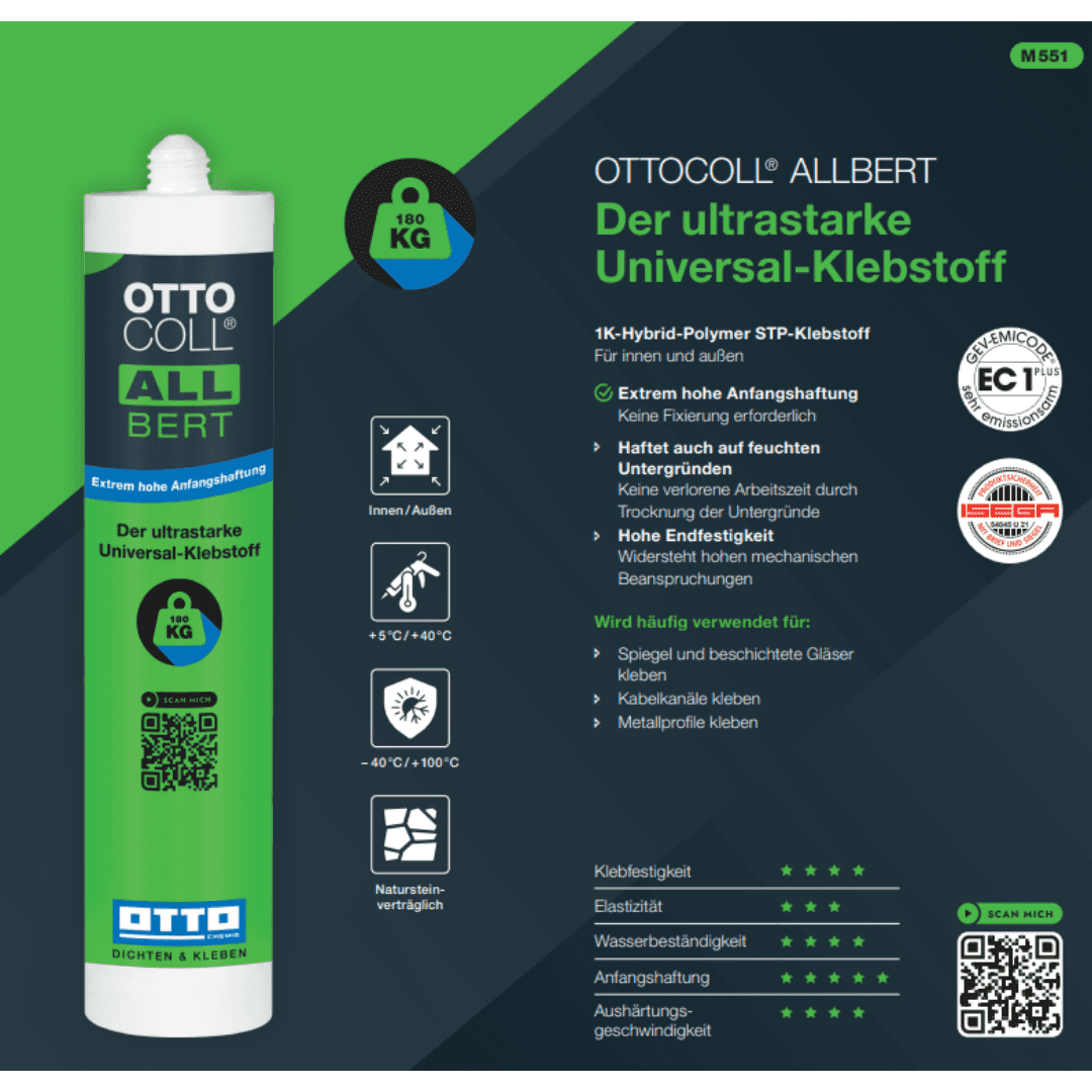 OTTOCOLL ALLBERT C01 WEISS 290ML - Der ultrastarke Universal-Klebstoff