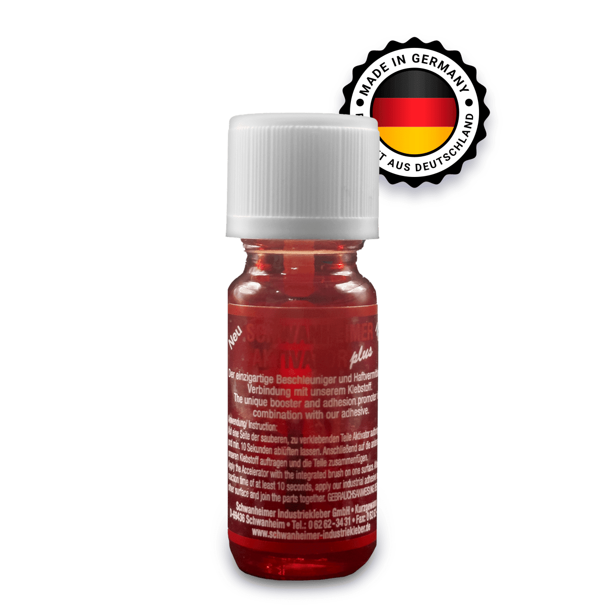Schwanheimer Aktivator Plus 10ml - Aushärtebeschleuniger & Verstärker - bombenfeste Aushärtung in Sekundenschnelle & bis zu 30% mehr Zug- und Scherkraft Schwanheimer Aktivator Plus - Für Saugstarke und Poröse Materialien & bis zu 30% mehr Zug - und Scherkraft auf jede Klebung - Aushärtebeschleuniger für Industriekleber ohne Verfallsdatum (10ml) - KleberKompass