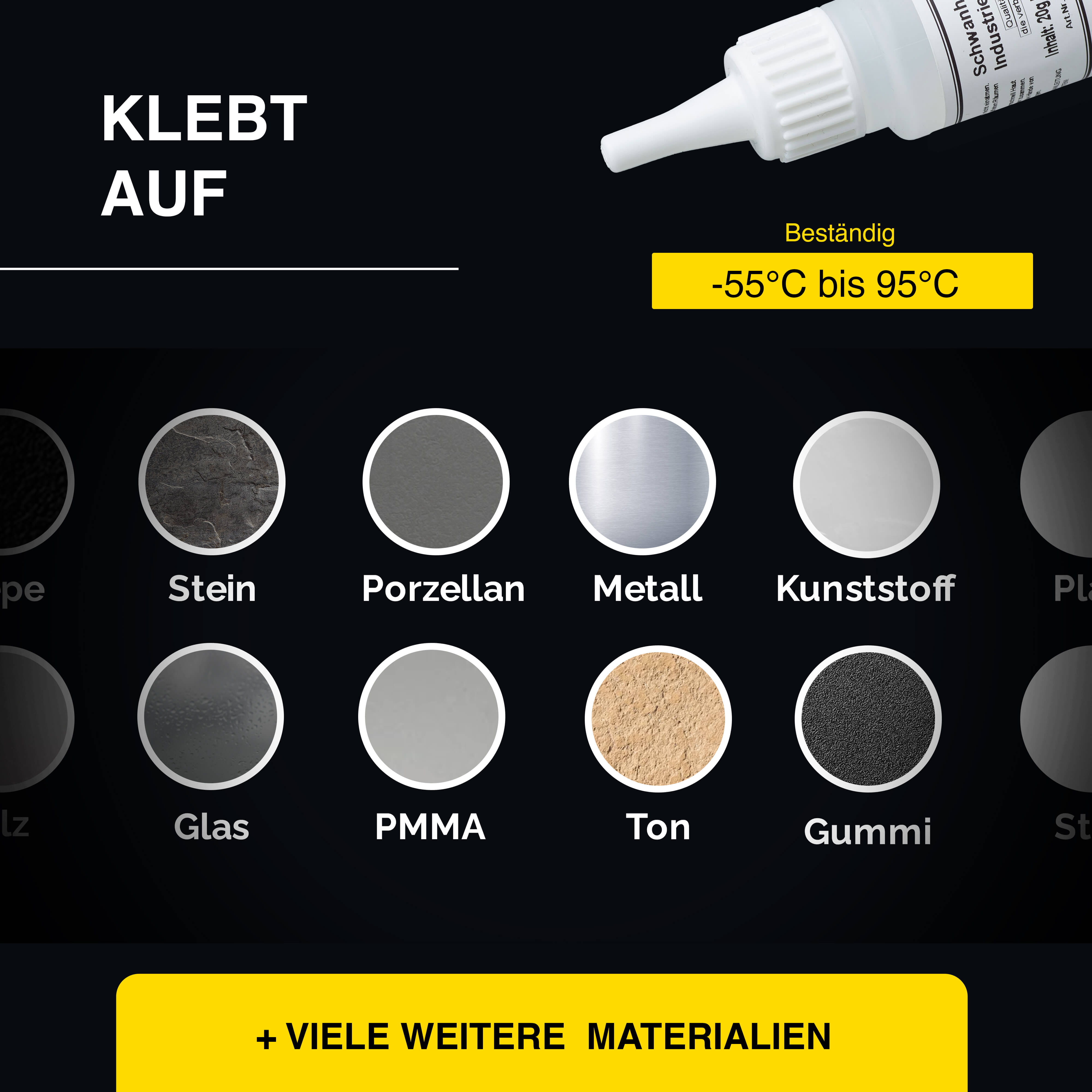 Schwanheimer Industriekleber Gel Nr.300 20g (Mittelviskos & Glasklar) - hitzebeständig, wasserfest & spaltenüberbrückend - extra starker lösungsmittelfreier Cyanacrylat Sekundenkleber für Keramik, Porzellan, Metall, Glas uvm.