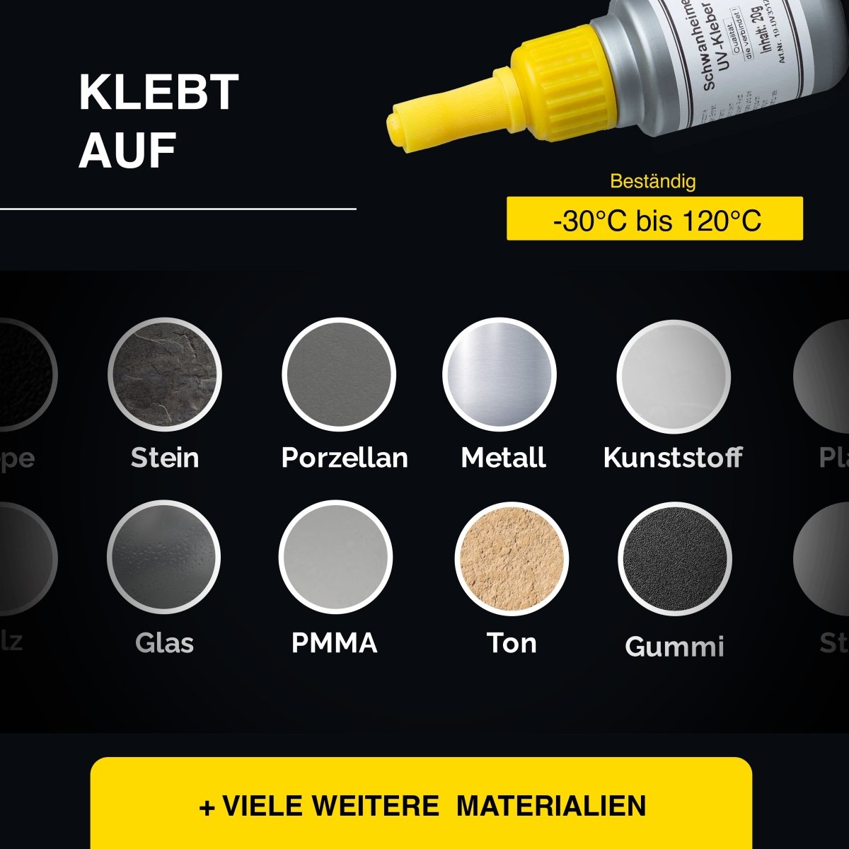 Schwanheimer UV Kleber 20g (Mittelviskos / Glasklar) - extra Stark, kurze Härtezeiten & exakte Verarbeitung - glasklarer UV Kleber für Verbindungen mit Glas oder Acryglas z.B. Metall-Glas, Acrylglas-Kunstoff uvm. Schwanheimer UV Kleber 20g (Mittelviskos / Glasklar) - extra Stark, kurze Härtezeiten & exakte Verarbeitung - glasklarer UV Kleber für Verbindungen mit Glas oder Acryglas z.B. Metall-Glas, Acrylglas-Kunstoff uvm.