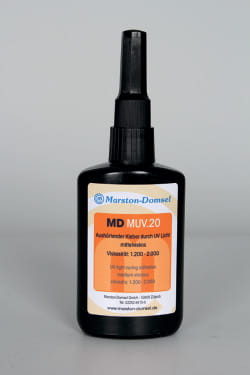 MD-UV Kleber 20 - UV-härtender Klebstoff - sekundenschnell härtend & transparent - 50g Flasche