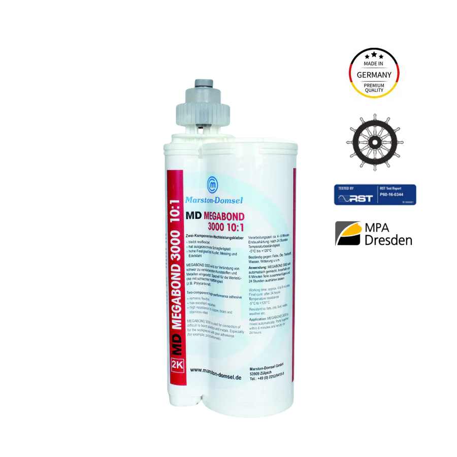 MD Megabond 3000 restflexibel 10:1 - restflexibler 2K-Acryl-Konstruktionskleber - restflexibel & schnellhärtend MD Megabond 3000 restflexibel 10:1 - restflexibler 2K-Acryl-Konstruktionskleber - restflexibel & schnellhärtend