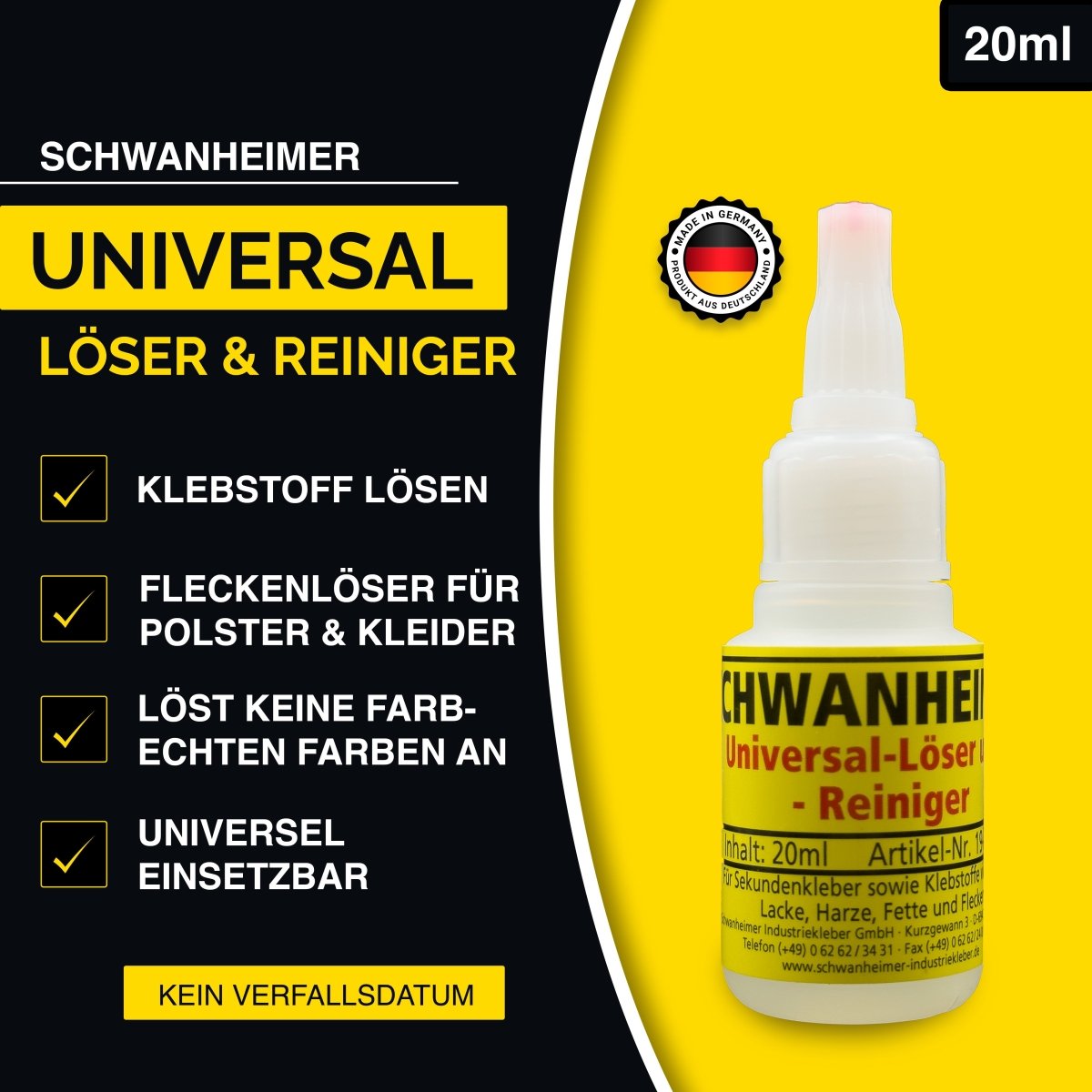 Schwanheimer XXL Klebstoff Koffer 8-Teilig (für professionelle Reparaturen & Montagen jeder Art) - hitzebeständig & wasserfest - extra starkes lösungsmittelfreies Industriekleber Reparatur Set im Koffer für Glas, Metall, Holz, Teflon, Silikon, PE, PP uvm.