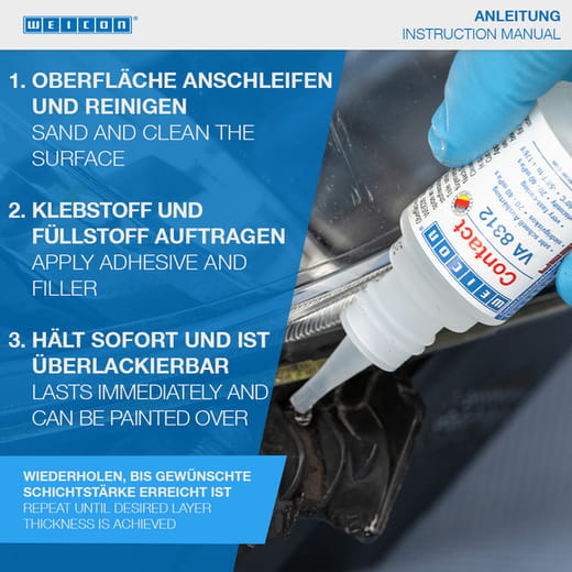 WEICON Contact-Füller Set – Anwendung WEICON Contact-Füller Set – Anwendung