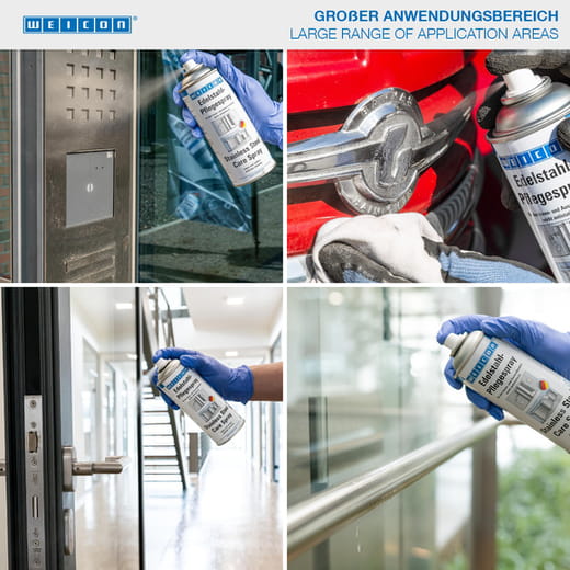 WEICON Edelstahlpflege-Spray – Anwendung WEICON Edelstahlpflege-Spray – Anwendung