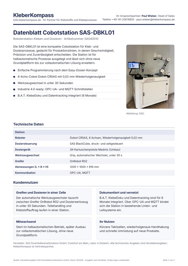 Datenblatt Cobotstation SAS-DBKL01